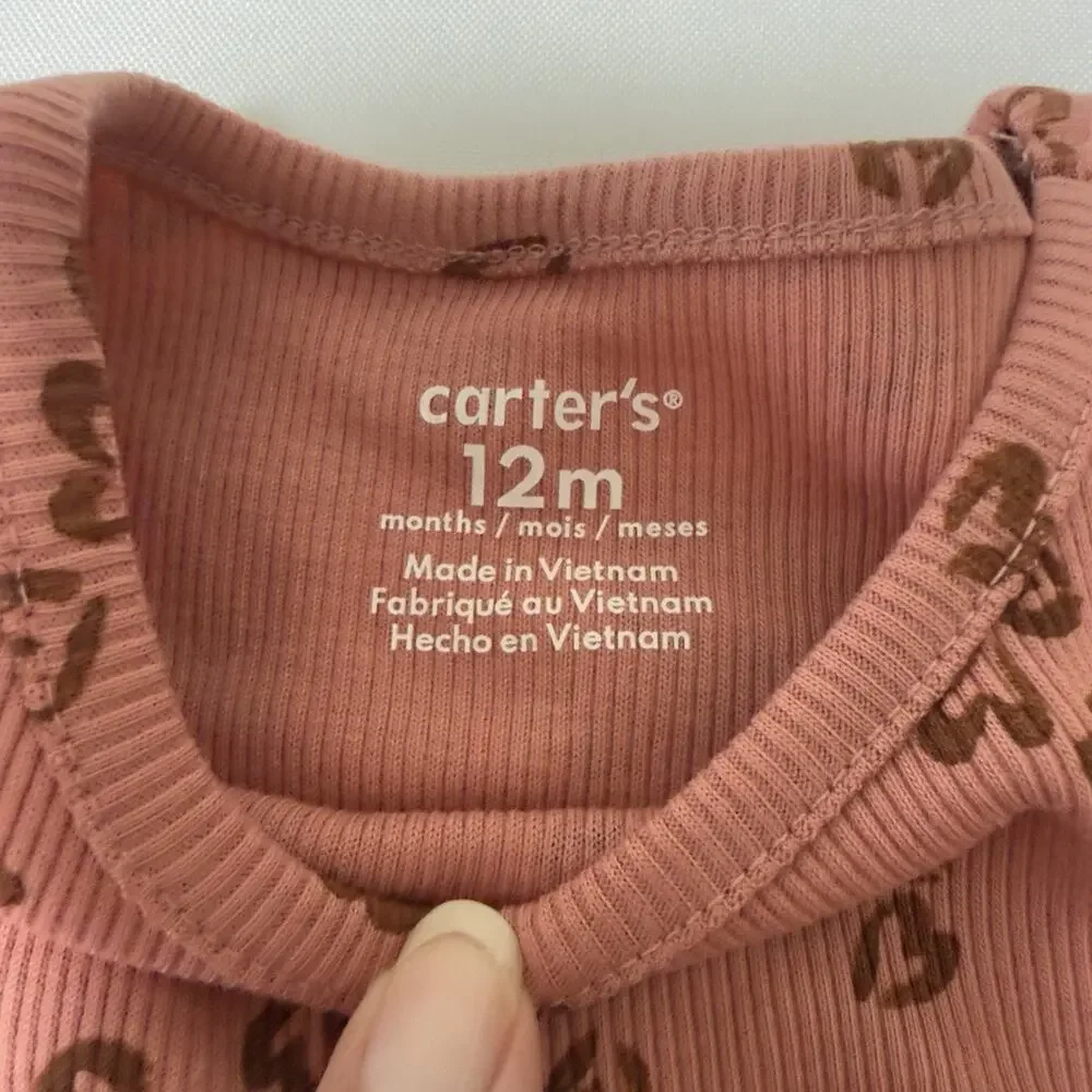 Carter's Baby Girls 2-Piece Floral Top & Flare Legging Set 12 Months Pink